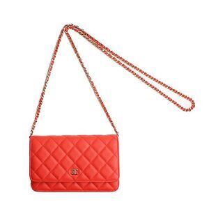 Woc Red Orange Caviar Silver Mini Crossbody
